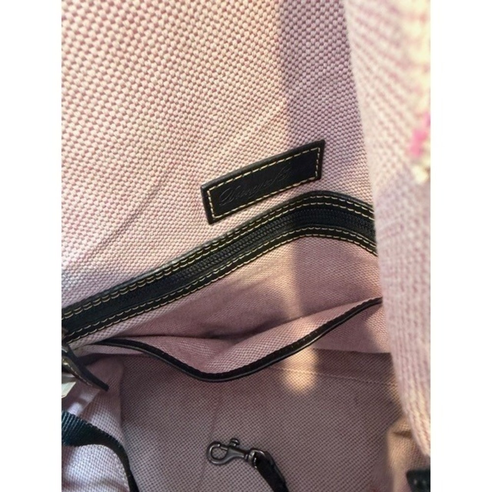 Dooney & Bourke Black Pebble Leather Zip Zip Hobo Bag Pink Gingham Lining - Picture 6 of 10